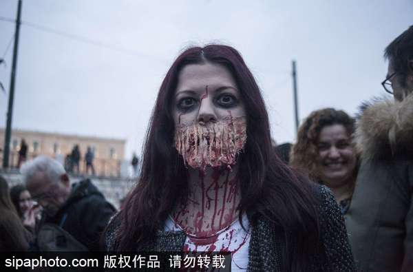 喪尸出籠！希臘雅典2017僵尸大游行血腥重口味（組圖）