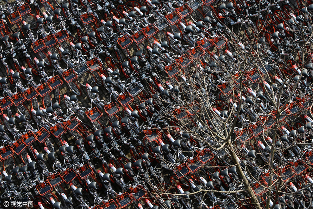 因隨處亂停 上海4000輛共享單車被鎖停車場