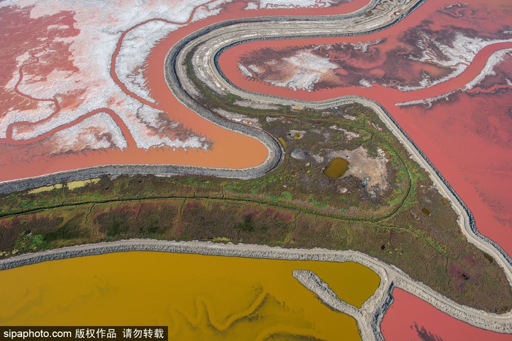 這才是上帝的調色盤！航拍美國鹽蒸發池色彩繽紛