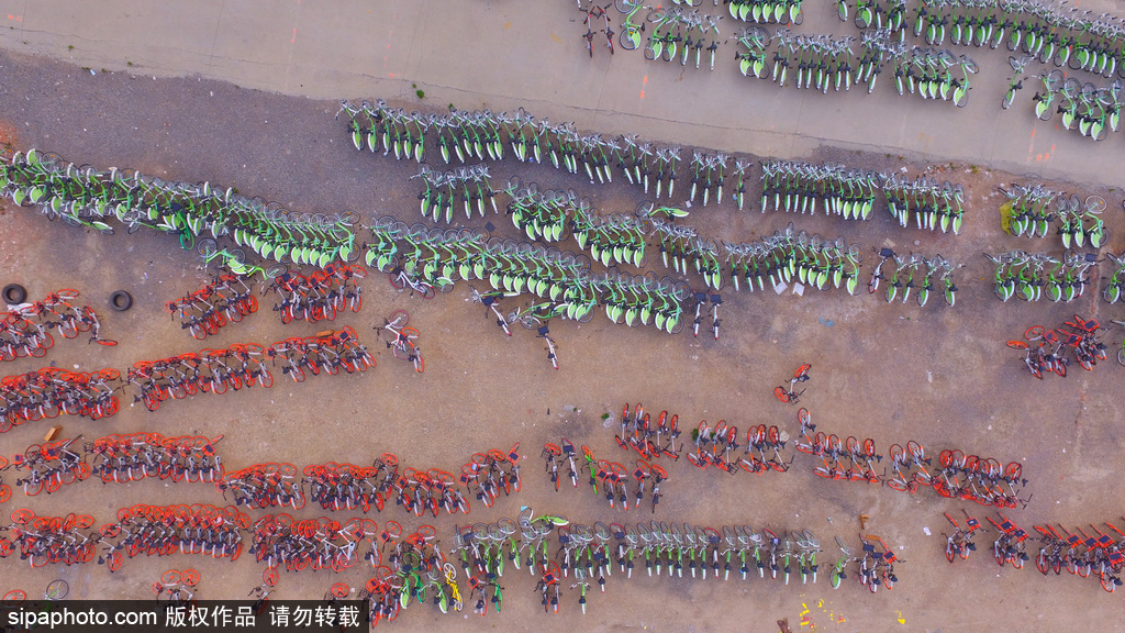 南京：廢棄停車場聚集千輛單車 五彩斑斕場面壯觀