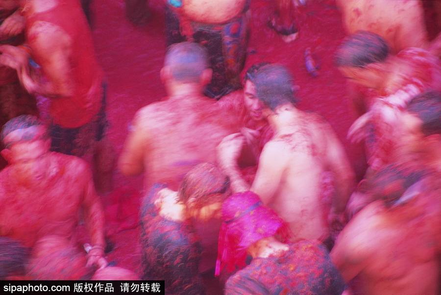 “血色”浪漫！直擊西班牙番茄節(jié)現(xiàn)場 互擲番茄毫不手軟